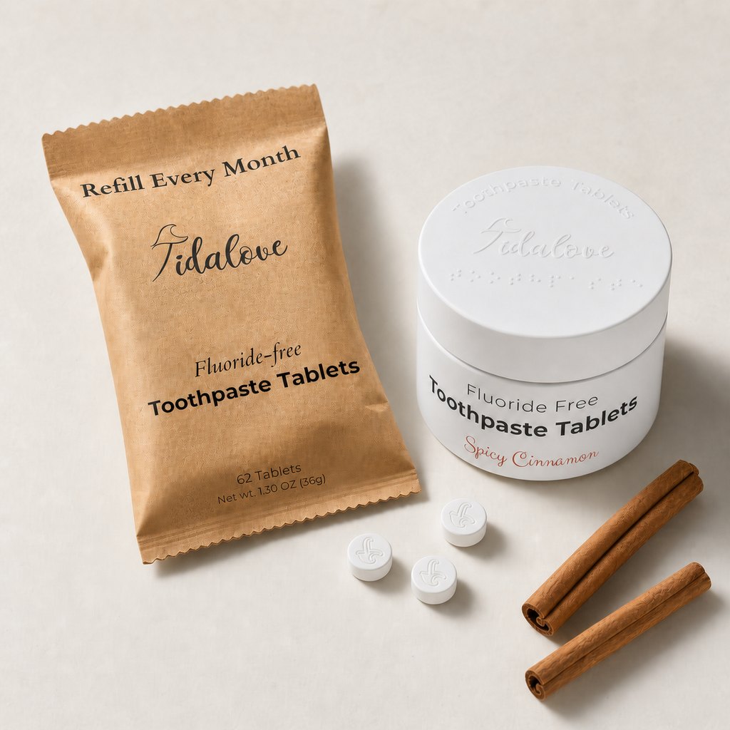 Fluoride-Free Cinnamon Toothpaste Tablets – 1-Month Supply | 5% nHAp