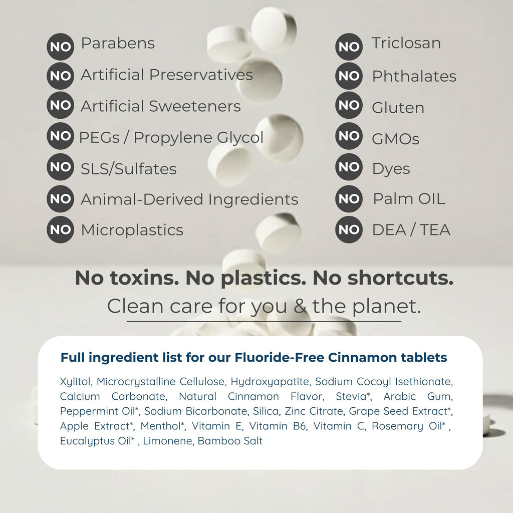 Fluoride-Free Cinnamon Toothpaste Tablets – 4-Month Supply | 5% nHAp