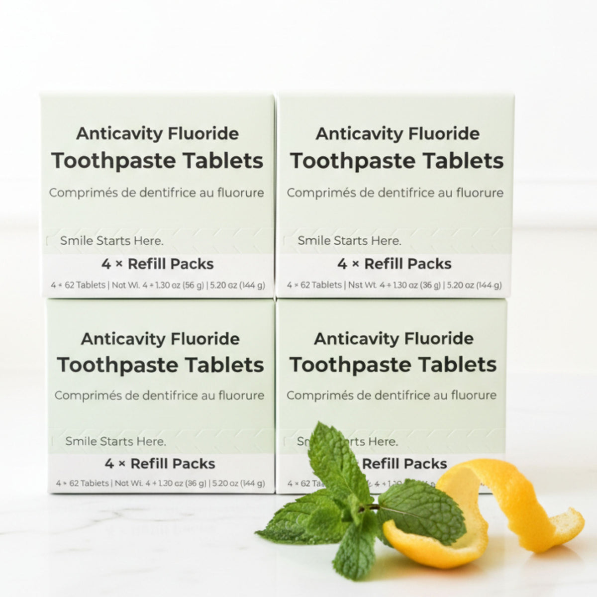 Fluoride Yuzu Mint Toothpaste Tablets – 4-Month Supply | 5% nHAp