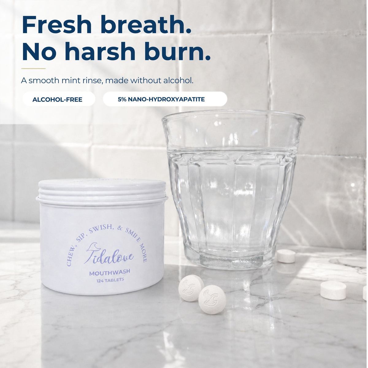 Fluoride-Free Mouthwash Tablets with 5% nHAp – 124 Tablets
