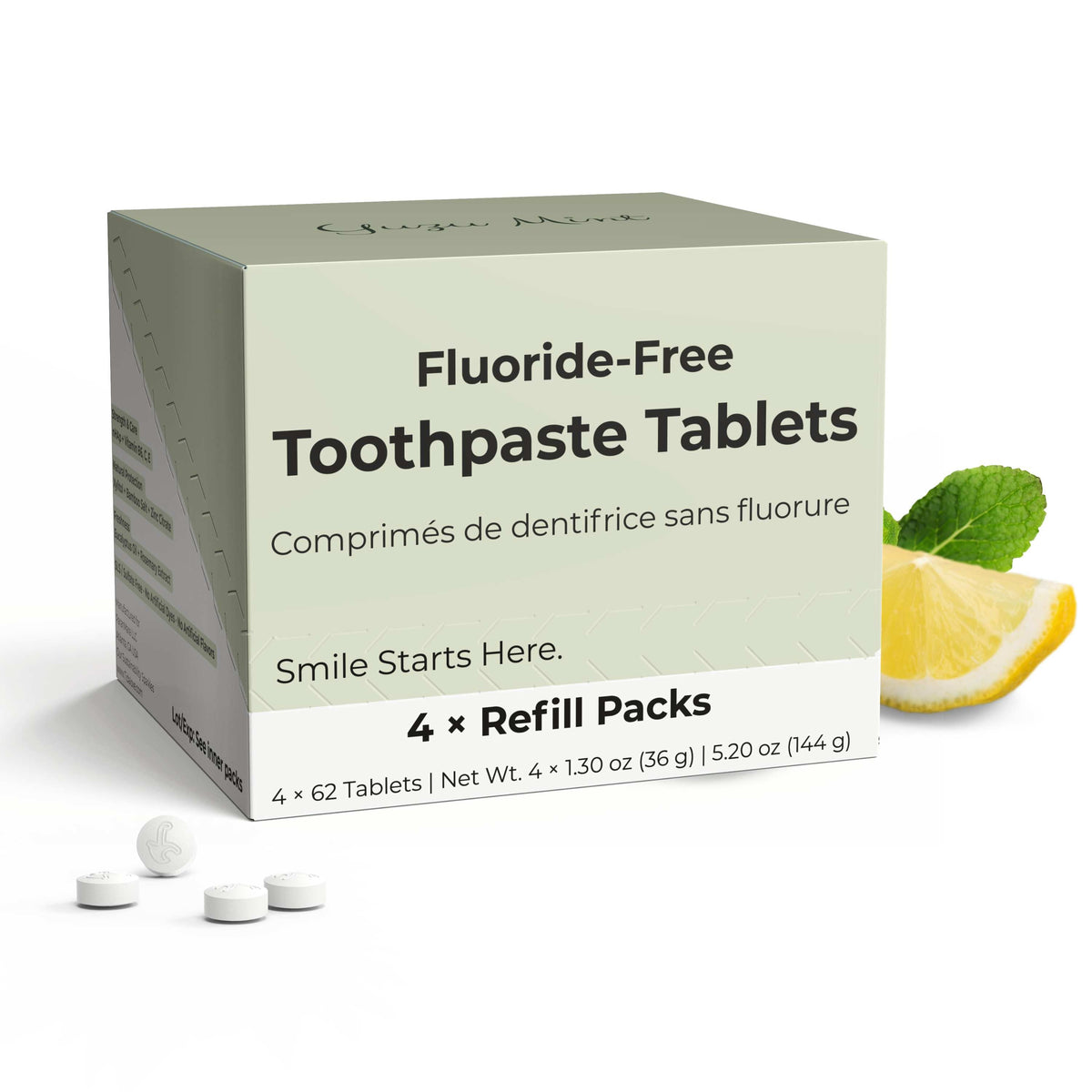 Fluoride-Free Yuzu Mint Toothpaste Tablets – 4-Month Supply | 5% nHAp