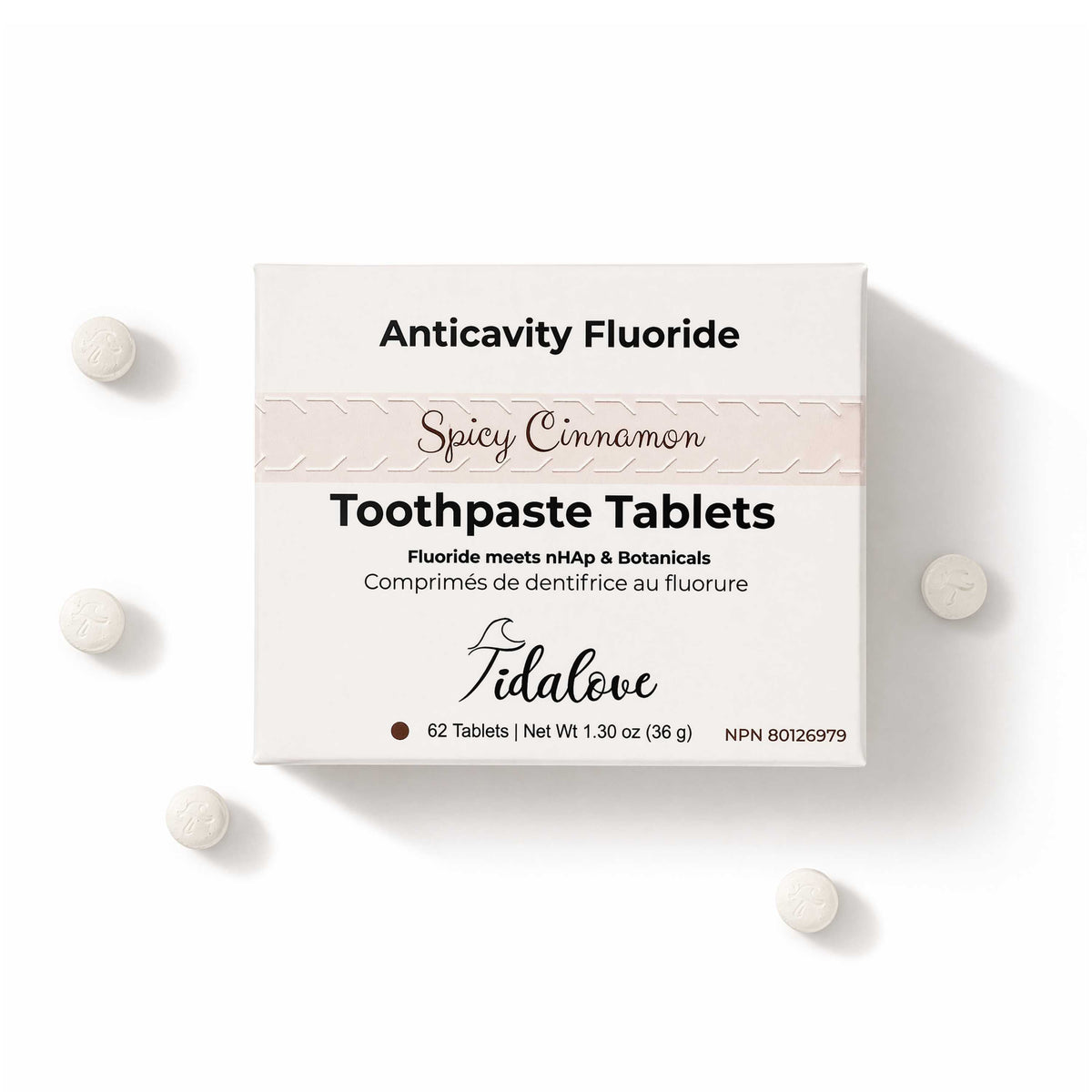 Fluoride Cinnamon Spice Toothpaste Tablets – 1-Month Supply | 5% nHAp
