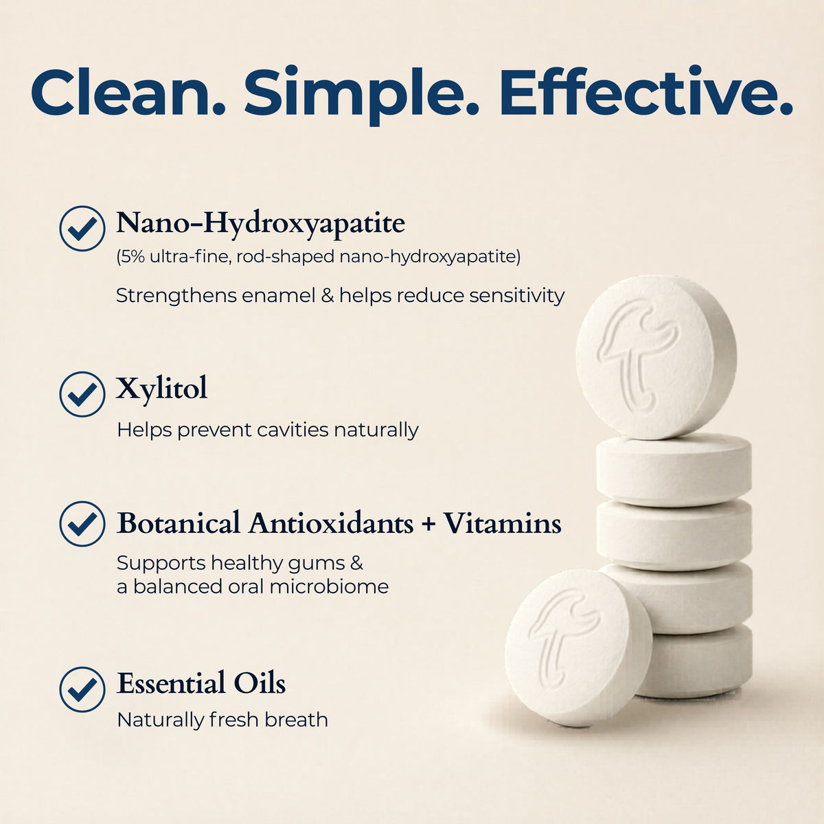 Fluoride Cool Mint Toothpaste Tablets – 1-Month Supply | 5% nHAp