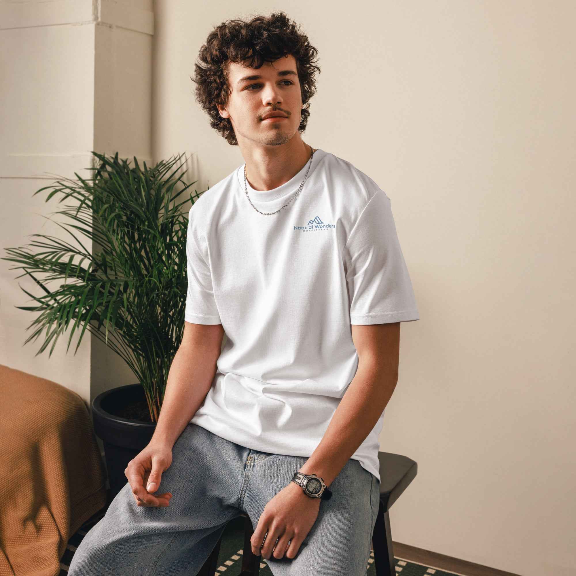 The Wave Tee - Blue Logo - Natural Wonders Outfitters